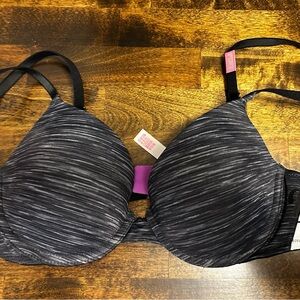 Victoria's Secret Black and Gray Striped Bra